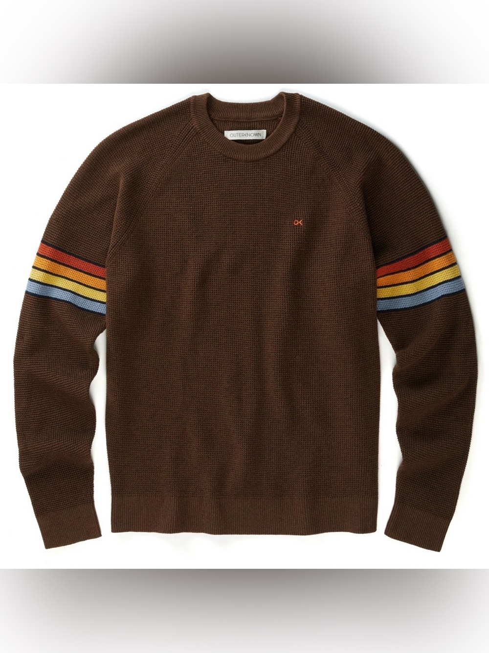Outerknown Nostalgic Sweater Beachwood w/ Colorful Striped Sleeves Men’s Size XL